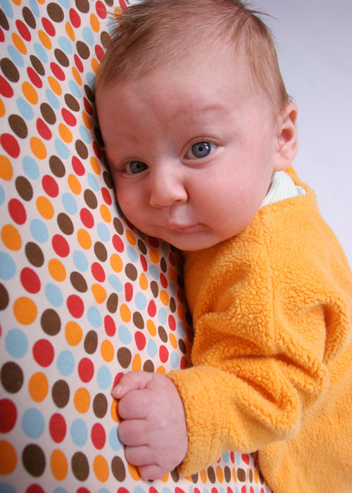 baby on polka dots